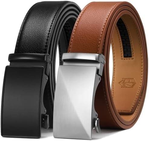 Zitahli Leather Ratchet Belt for Men - 2 Pack Mens belt,Customizable Fit
