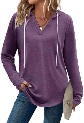 Zeagoo Womens Hoodies Pullover Soft Casual Long Sleeve Shirts Sweatshirts Lightweight Purple S