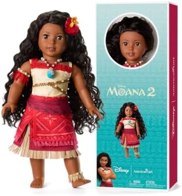 American Girl, Disney, Moana Doll, 18-inch Doll, Long Curly Black Hair, Brown Eyes, Includes Hair Clip, Ages 6+
