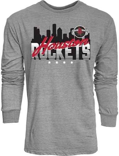 Houston Rockets NBA Officially Licensed Tri-Blend Long Sleeve T-Shirt Flyline, Small Team Color