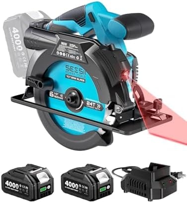 Seesii 6-1/2" Cordless Circular Saw with Laser, 5200 RPM Powerful Cutting