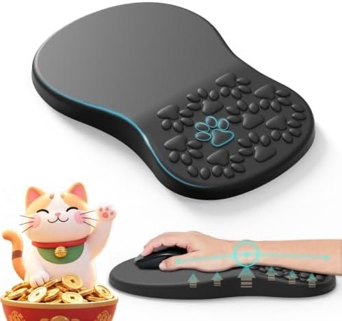 ailifeer Black Ergonomic Mouse Pad - Wrist Rest Support,Non-Slip PU Bottom