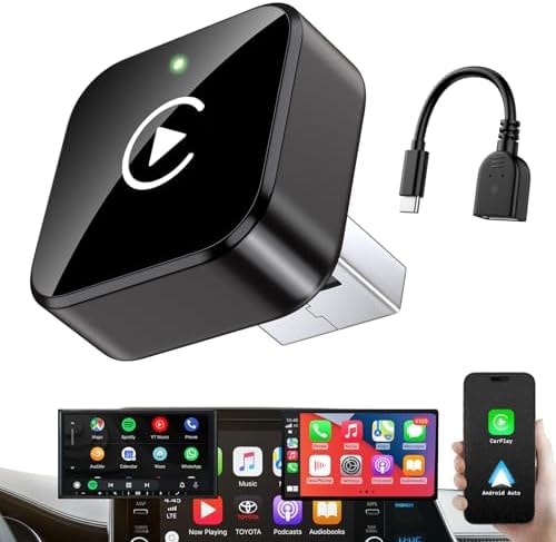 iGENJUN Wireless CarPlay Adapter 2026 Upgrade Mini Design, USB/USB-C Plug & Play Converts CarPlay to Wireless - Easy Use Fast Stable Connection Car Play for iPhone & Android
