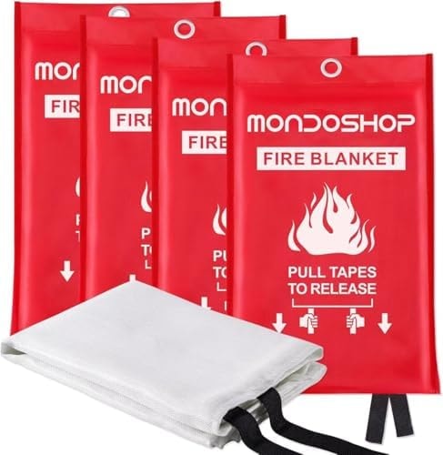 Mondoshop Fire Blanket for Home and Kitchen, 4 Pack, 40" x 40" Coverage