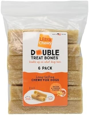 Ultra Chewy Bacon and Cheese Double Treat Bones, 6 Count
