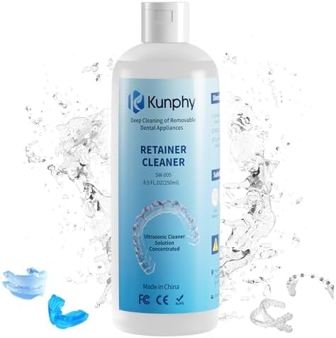 Ultrasonic Retainer Cleaner Solution for Ultrasonic Denture Cleaner-Professional Cleaning of Retainers, Invisible Aligners, Mouth Guards, Night Guards, Remove Odors, Discoloration & Stains 8.5oz