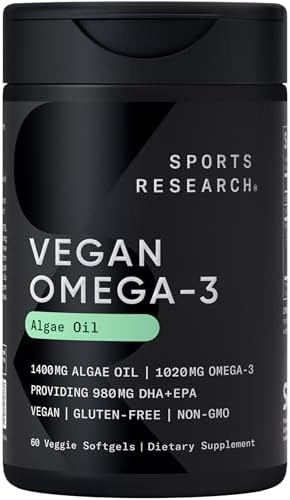Sports Research® Vegan Omega-3 Algae Oil 1040mg, 60 Count Plantgels™