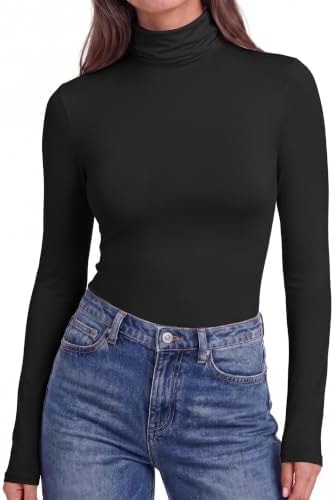 Ekouaer Womens Turtleneck Long Sleeve Shirts Basic Thermal Underwear Tops