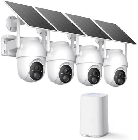 ELYSOO Solar Security Cameras Wireless Outdoor, 64GB Local Storage Included, 2K/4MP Home Security Camera System, 4-Cam Kit, 2.4G & 5GHz WiFi, PIR Motion Detection, 360° View
