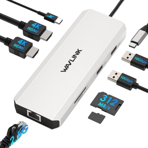 Laptop Docking Station, WAVLINK Docking Station Dual HDMI