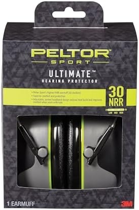 Peltor Sport Ultimate Hearing Protector, Noise Reduction Rating (NRR) 30 dB, Lightweight Design For Comfort & Extended Wear, Peltor Sport's Highest Noise Reducing Ear Muffs, Black/Grey (97042-PEL-6C)