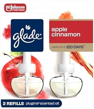 Glade PlugIns Refills Air Freshener, Scented and Essential Oils for Home and Bathroom, Apple Cinnamon, 1.34 Fl Oz, 2 Count