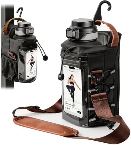 Nodfens Magnetic Gym Bag for Men and Women, Upgraded Small Gym Bag with Hook and Clear Design Phone, Magnetic Water Bottle Holder with Adjustable Strap