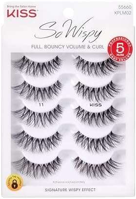 Kiss So Wispy, False Eyelashes, '', 12mm, Includes 5 Pairs Of Lashes, Easy to Apply, Reusable Lash Clusters
