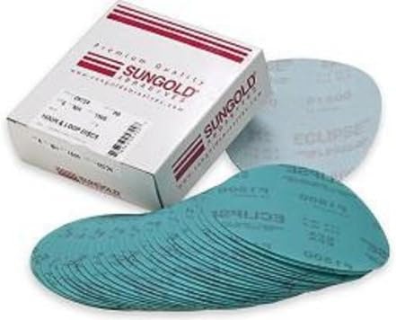 Sungold Abrasives 74679 6-Inch x No Hole 600 Grit Eclipse Film Hook and Loop Sanding Discs, 20-Piece