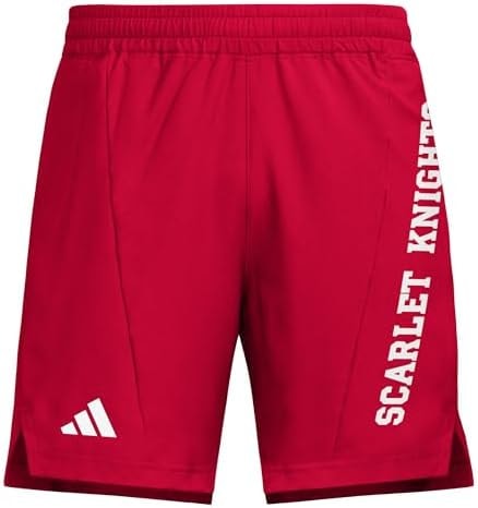 adidas Men's D4T Woven Rutgers University Shorts, Team Power Red/White/Rutgers Scarlet Knights, Large/7" Inseam