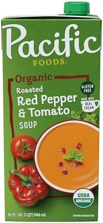Pacific Foods Organic Roasted Red Pepper and Tomato Soup, 32 oz Carton