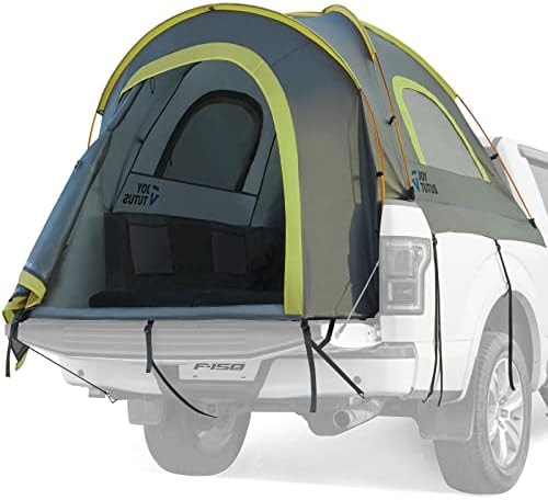 JOYTUTUS Pickup Truck Tent 5ft 2.0, Waterproof PU2000mm Double Layer for 2 Person, Portable Truck Bed Tent with Rainfly, Green, Aluminum Pole