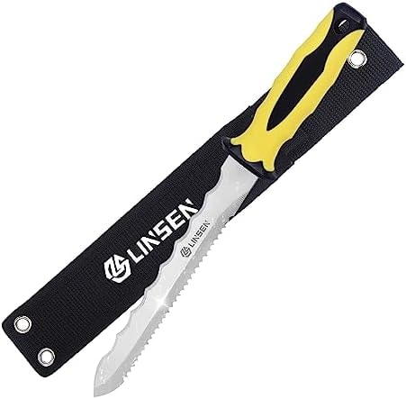 PAXLINSEN Stainless Steel Garden Knife with 11" Blade with New Handle, Double Side Utility Sod Cutter Lawn Repair Garden Knife with Nylon Sheath (YELLOW)