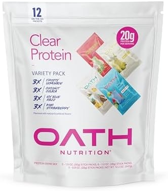 Oath Nutrition Clear Whey Isolate Protein Powder Variety Pack, 12 Pack