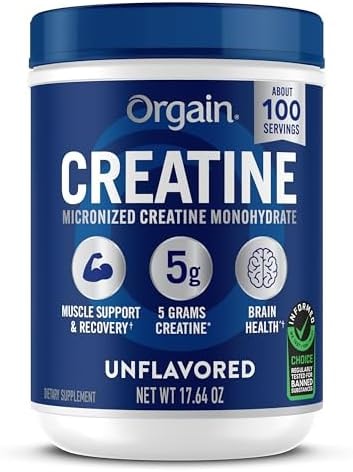 Orgain 5g Creatine Monohydrate Micronized Powder, Unflavored, 100 Servings