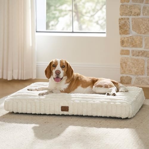 Bedsure ComfyFleece™ Fluffy Balanced Support Large Dog Bed for Crate,35x22