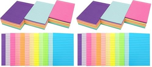 SACATR 36 Pads Lined Sticky Notes, Sticky Note Pads 4x6 inches, 12 Bright Color Sticky Notes with Lines Self-Stick Note Pads, Perfect for Office Home,School (Pack of 2)
