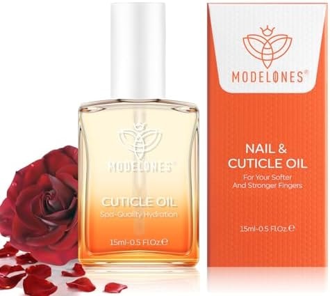 modelones Nail Strengthener Cuticle Oil for Nails Rose Nail Oil for Growth and Strength Nail Growth Oil Cuticle Care Quick Dry Nail Care Moisturize and Strengthen Damaged Nails 15ml 0.5Fl Oz