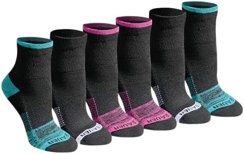Eddie Bauer Women's Dura Dri Moisture Control 6-Pair Quarter Socks, Black Assorted (6 Pairs), Medium