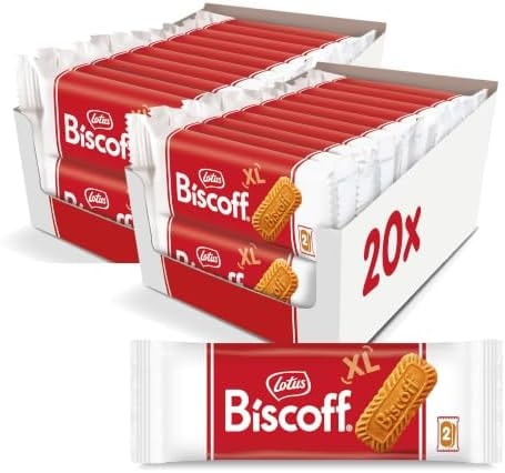 Lotus Biscoff Cookies, Caramelized Biscuit Cookie Snack, Dispenser Box (40 sleeves of 2 extra large cookies) Vegan, 0.9 Ounce, 20 Count (Pack of 2)