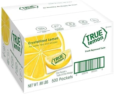 TRUE LEMON Water Enhancer, Bulk Pack 0.03 Oz - 500 Count (Pack of 1), 0 Calorie Drink Mix Packets For Water, Sugar Free, Lemon Flavor