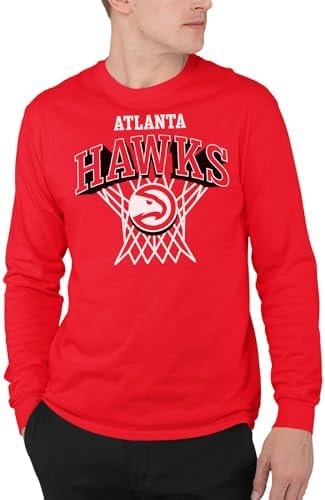 Junk Food NBA - Atlanta Hawks Nothing But Net Adult LS T-Shirt Red
