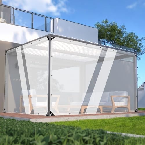 Clear Tarp,8x10ft Clear Tarps with Grommet,14 MiL Heavy Duty Waterproof with Reinforced Edge for Patio and Pavilion,Porch and Outdoor Garden Household Tarpaulin