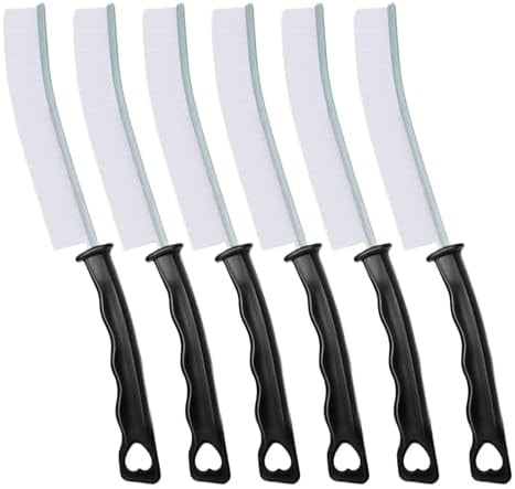 Hard Bristle Crevice Cleaning Brush, Versatile Scrub Tool for Kitchen, Window, Vehicle, Faucets,Grout, Household Use, and Bathroom 6 Pack Color Black and White