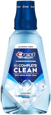 Crest Mouthwash Pro Health Complete Clean, CPC (cetylpyridinium chloride) Antigingivitis/Antiplaque, Alcohol Free, Clean Mint, 1 L (33.8 fl oz)