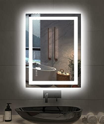 Amorho 24"X32" LED Bathroom Mirror with Lights, Front Lit and Backlight, Stepless Dimmable, Anti-Fog, Shatter-Proof Tempered Glass, Memory, 3 Colors Lighting Bathroom Mirrors for Vanity