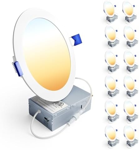 Ensenior 12 Pack 6 Inch LED Recessed Ceiling Light, 5CCT, 1200LM 12W 120V