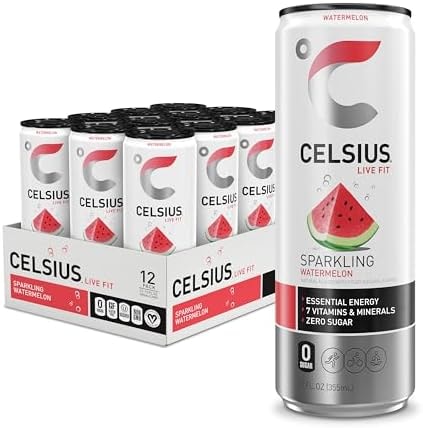 CELSIUS Sparkling Watermelon, Sugar Free Energy Drink, 12 Fl Oz (Pack of 12)