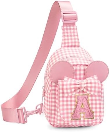 Viverte Sling Bags Birthday Gifts for Girls Initial Fanny Pack,Light pink A