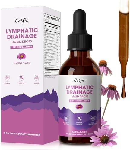 Lymphatic Drainage Drops Supplements for Immune, Lymph System Support, Cleanse & Detox, Liver Health with Echinacea,Elderberry,Cleavers Herb,Burdock, Calendula, Vegan, Non-GMO,Natural Flavor, 2 Fl Oz