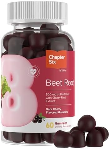Zahler Chapter Six Beet Root Gummy, 500 mg of Beet Root with Cherry Fruit Extract, 60 Dark Cherry Flavored Gummies.