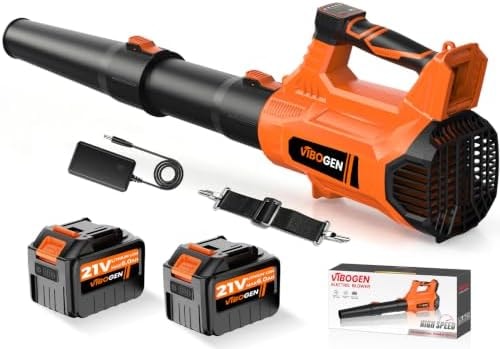 VIBOGEN Electric Leaf Blower Cordless 21V with 2x6.0Ah Batteries & Charger