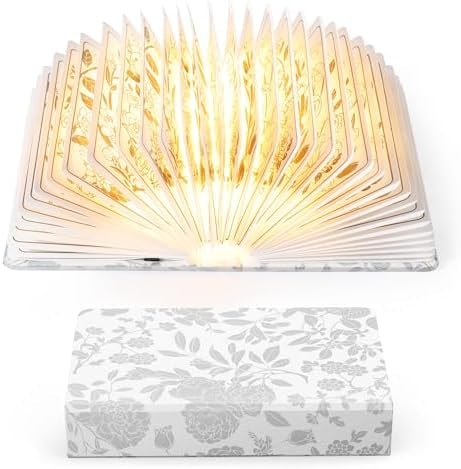 ZBOLE Book Lover Gift, Folding Book Lamp Decor, Portable Print Book Light