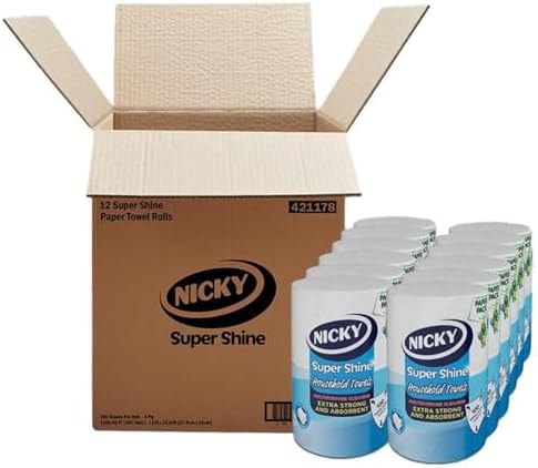 Nicky® Super Shine Multipurpose Paper Towel | Plastic Free Packaging | Paper Wrap | Larger Sheets | 3 Ply | Ultra Strong and Absorbent