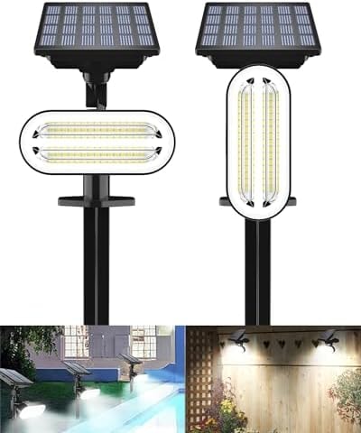 HAARAY Solar Spot Lights Outdoor, 3 Lighting Modes Landscape Spotlights, IP65 Waterproof Solar Powered Outdoor Lights for Outside Garden Yard Pathway, Cool White, 2 Pack