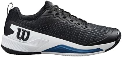 WILSON Rush Pro 4.5 Men's Tennis Shoe, Black/White/Ensign Blue, Size 14