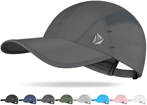 YANIKY Quick-Dry Running Hat for Men & Women Cooling Hat UPF 50+ Thin Baseball Cap Lightweight Breathable Mesh Sport Hats Dark Grey