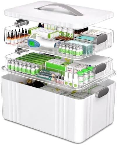 ARSTPEOE 3-Tier Medicine Organizer - Portable Medicine Cabinet with Handle