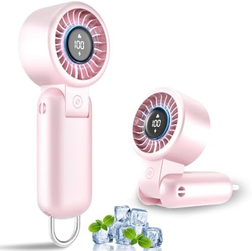 AUIIAH Handheld Fan Turbo - Portable Battery Powered Mini Hand Held Fan Rechargeable with Power Display, 5 Speeds, Personal Pocket Cooling Fans for Travel, Makeup, Outdoor, Women, Men