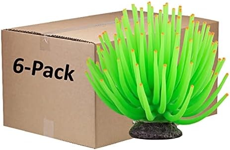 GloFish Anemone Ornament, Large Green Pack of 6